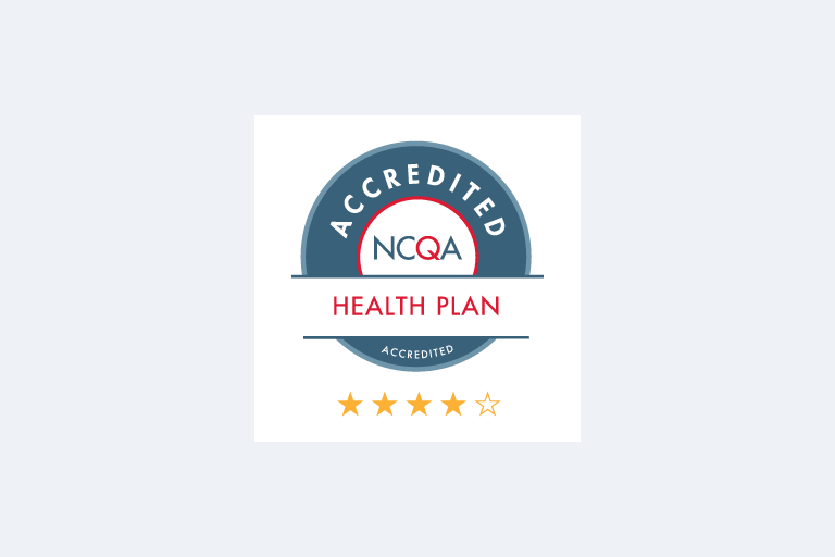 NCQA Health Plan Accreditation Logo with a 4-star rating